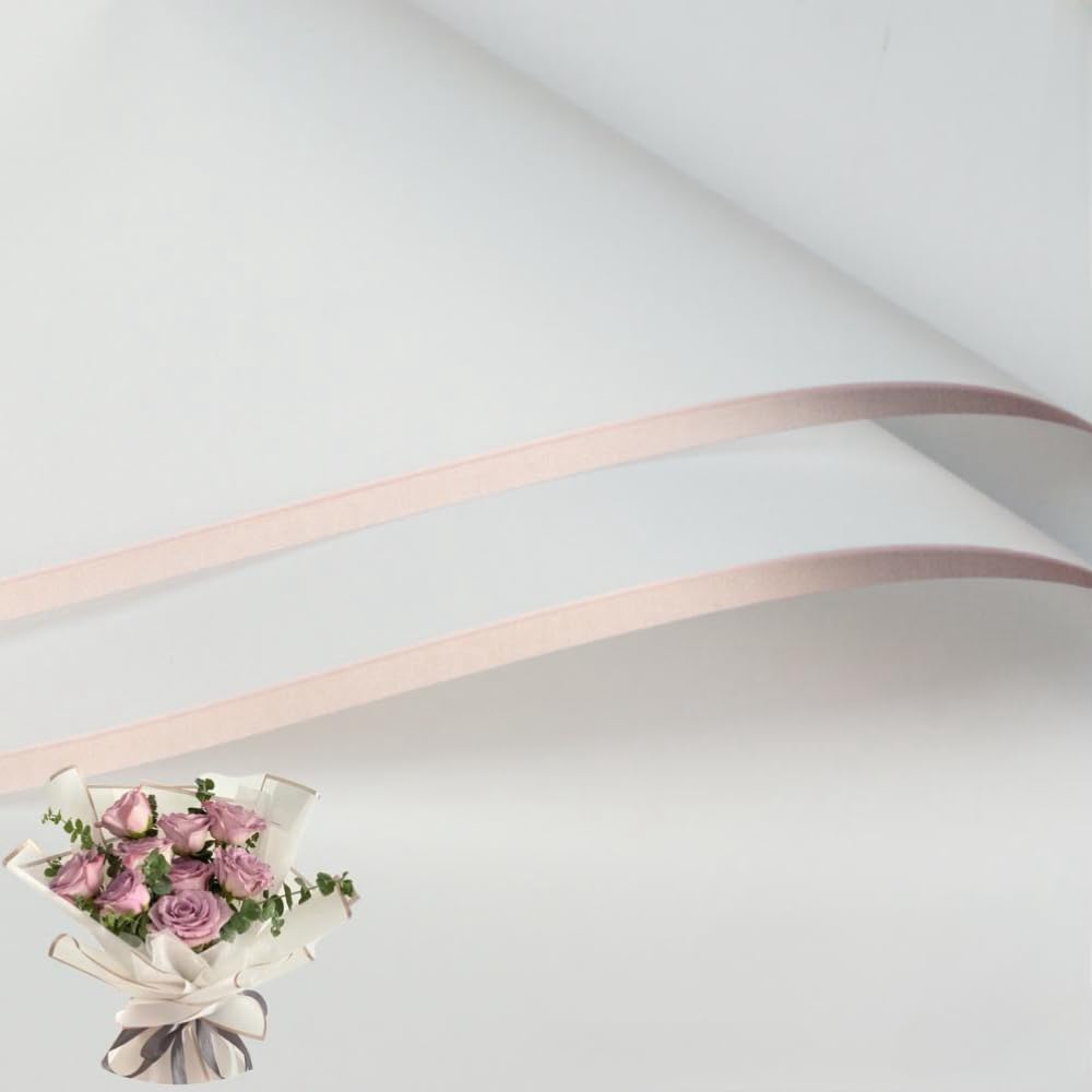 20 Sheet Gold Edge Flower Wrapping Paper，Waterproof Floral Bouquet Wrapping Paper Florist Bouquet Supplies for DIY Crafts Packaging Bouquet Wedding Birthday Party，22.5x22.5 inch (white)