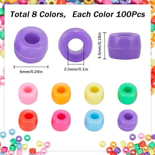 SUNNYCLUE 800Pcs Plastic Seed Beads 6mm Seed Beads Bulk Mini Small Pony Opaque Red Green Blue Pink Craft 4x6mm Colored for Jewellery Making Beading Kits DIY Bracelets Keychain - Image 2