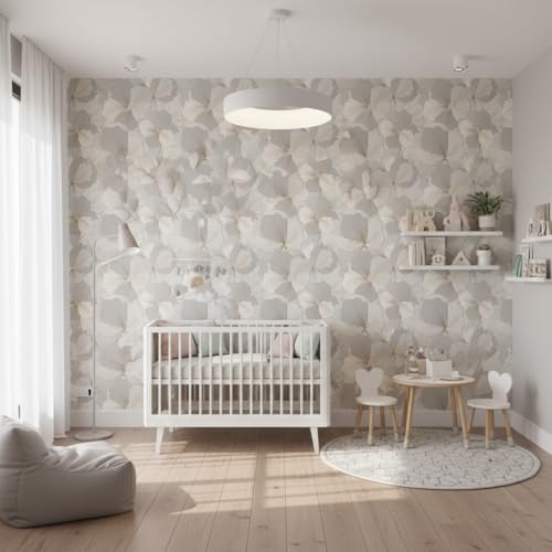 Image of Grey Floral Wallpaper for Walls | Peel and Stick Self Adhesive Wall Sticker | Waterproof PVC Vinyl Decorative Wall Decor for Home, Living Room, Bedroom & Office (45x300 cm)