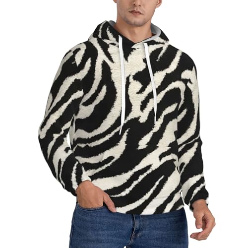 Sweat à capuche homme manches longues motif zèbre en polaire