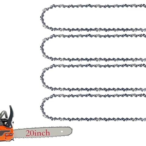 4 Pack 20 Inch Chainsaw Chain 72 Drive Links .050" Gauge 3/8" Pitch, Replacement Chains 20" Chain Saw Chain Fits for Husqvarna 455 Rancher Chain Stihl Makita Chainsaw and More Cover