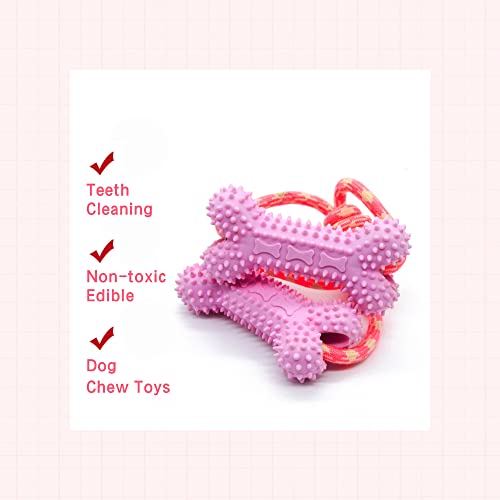 Jopoy Dog Rope Toys For Large/Medium Aggressive Chewers, Tough Rope Chew Toy, Durable Dog Toys, Dog Bones Made With Nylon And Rubber, Big Indestructible Dog Toy, Medium Puppy Chew Toys (Pinkandred) #TOP2