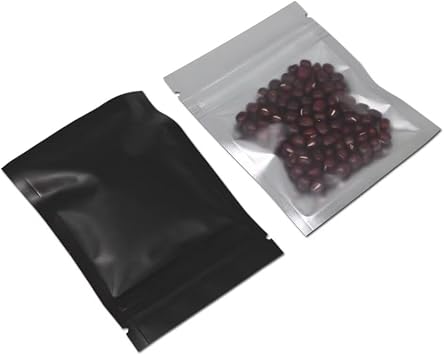 PABCK 100 Pcs Matte Black 3.9x5.9 inchInside Size 3.34x4.53 inch Front Window Resealable Foil Zipper Lock Pouch for Zip Reclosable Lock Food Storage Bags Heat Seal Pouch Airtight Edible Grocery Pack