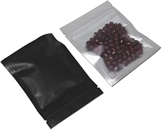 PABCK 100 Pcs Matte Black 3.3x5.1 inch (Inside Size 2.9x3.9 inch) Front Window Resealable Foil Zipper Lock Pouch for Zip Reclosable Lock Food Storage Bags Heat Seal Pouch Airtight Edible Grocery Pack
