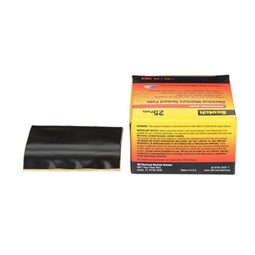 Image of 3M Scotch Electrical Moisture Sealant Pad 06149, 2-1 /2 in x 2-1 /2 in, Black, Box of 25