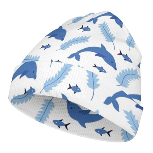 Cute Animal of Dolphin Pattern Kids Beanie Hat for for Girls Boys Children Cap Winter Knitted Chemo Cancer Headwear Accessories Gifts Decoration Black
