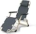 Metalowy leżak ogrodowy Leżak ogrodowy Składany leżak Obciążenie statyczne z oddychającym podnóżkiem z tkaniny syntetycznej Regulacja położenia 3 - z poduszką (granatowy)
