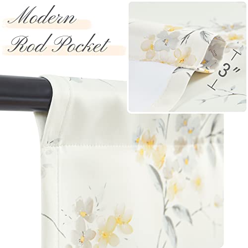 Jinchan Tie Up Valance Curtain Watercolor Window Shade Floral Valance For Windows 54 Inch Farmhouse Botanic Small Window Curtain Adjustable For Living Room Kitchen Home Decor 1 Panel Yellow On Ivory #TOP5