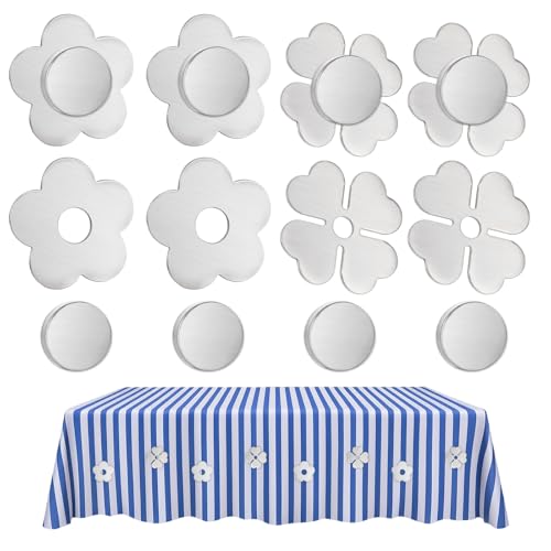 Solaverano 8 Stück Tischdeckenbeschwerer für Draußen Magnete für Tischdecken Extra Schwer Tischdecken Beschwerer für Draußen Garten Party Camping Hochzeit Picknick (Blumen- und Kleemuster)