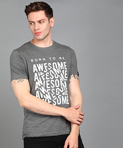 Image of Urbano Fashion Men's Graphic Printed Round Neck Half Sleeve Slim Fit Cotton T-Shirt