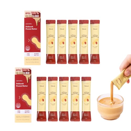 Delinosh 100% Roasted Peanut Butter 25g x 10 Sticks, Made