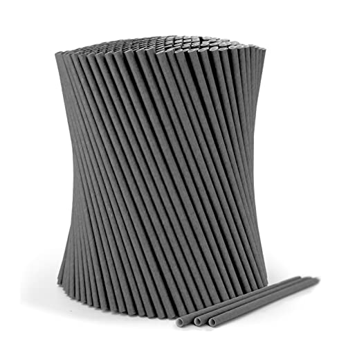 wisefood Lot de 100 pailles en papier noir Ø 8 mm x 14,5 cm, sans PLA/PE, pailles jetables biodégradables en papier solide Cover