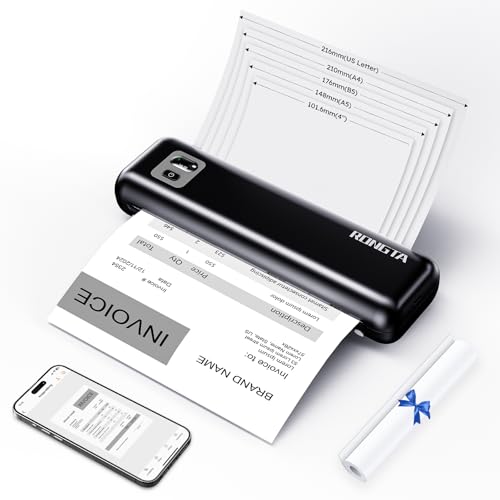 Rongta Portable Printer Wireless for Travel, F82 Inkless Bluetooth Thermal Printers, Compatible with iOS, Android, Laptop, Support 8.5'x11' US Letter&A4 for Office, Home, Car (Black)