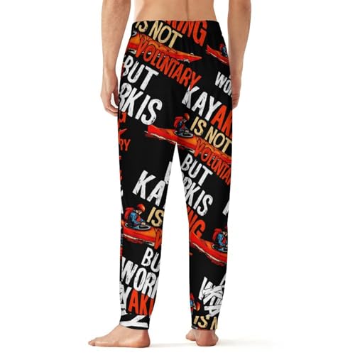 Kayaking Is Not Voluntary But Work Is Men's Pajama Bottoms Sleep Lounge Soft Comfy Pants Sleepwear3