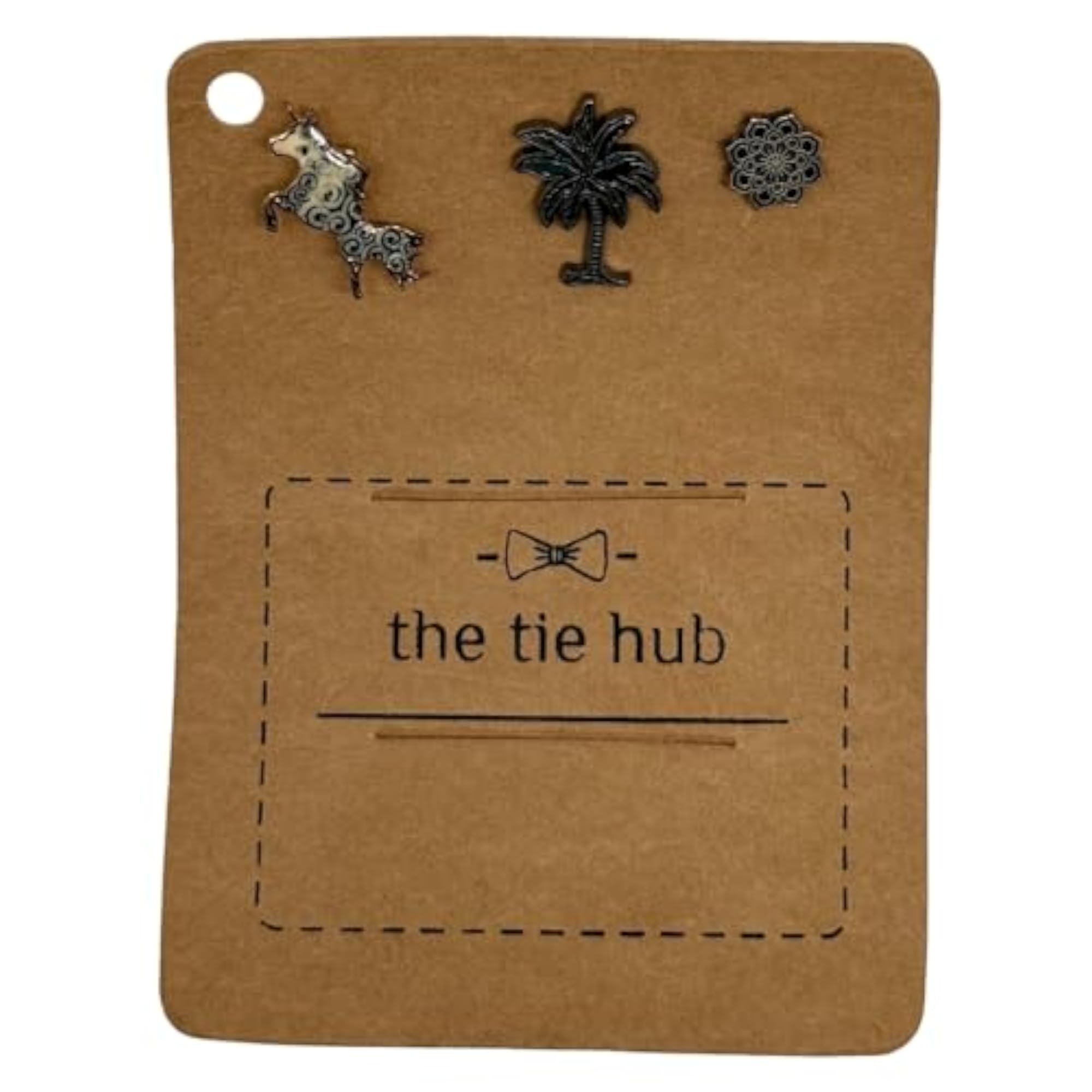 Unicorn, Palm Tree & Floral Brass Lapel Pin Combo for Men & Women