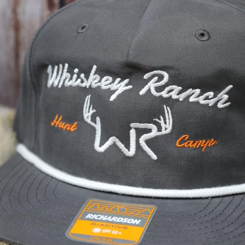 Image of WHISKEY BENT HAT CO. Whiskey Ranch Deer Camp Dri-Fit Adjustable Snapback Rope Hat (US, Alpha, One Size, Grey)