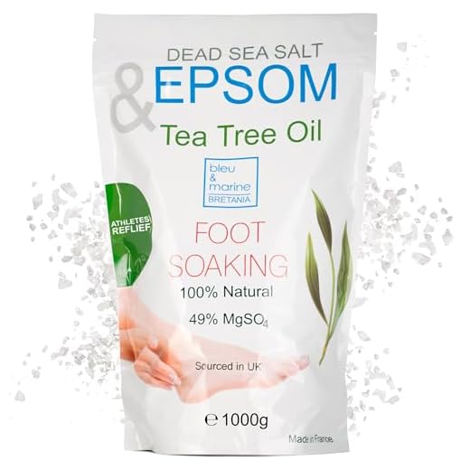 Tea Tree Epsom & Dead Sea Salt Antifungal Antibacterial Foot Soak 1000 g ● Återförslutningsbar standuppåse ● Avslappnande fotbad ● Tånagelsvamp Skötsel