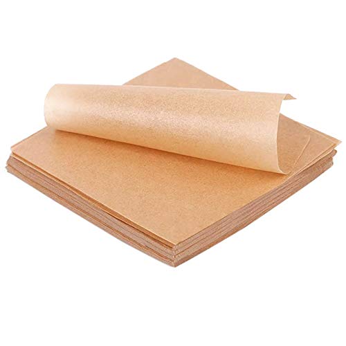 Ronlok Hojas de horno en papel pergamino no blanqueadas de 500 unidades, 4 x 4 pulgadas Pergamino precortado antiadherente, perfectas para el embalaje