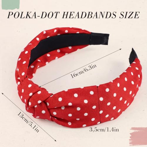 obeoby 4Pack Polka Dot Headband for Women Girls, Trendy Y2K Style Knot Hair Band for Retro Parties, Beach, Non-Slip Holds Hair Neatly in Place Daily at Home — view 2