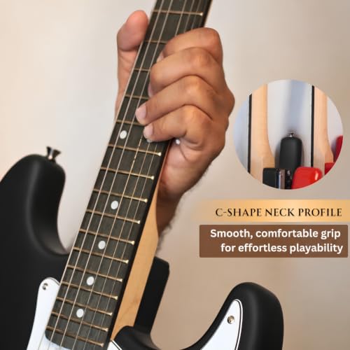Image of Henrix ST- 6 String Strat Style Electric Guitar - VARIATION (Matt Black, ST Electric Guitar)