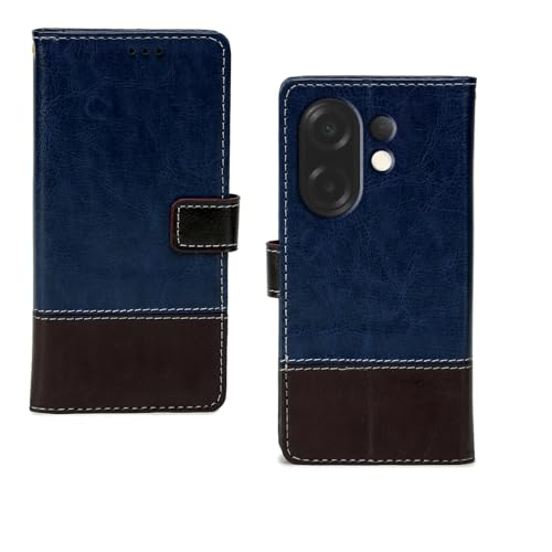 Image of amazon basics Vivo X200T 5G Flip Cover | Card Pockets Wallet & Stand | Flip Cover for Vivo X200T 5G (Blue Coffee)