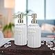 GOYISEE Ceramic Soap Dispenser Pump 14OZ for Bathroom & Kitchen | Hand & Body Soap Refill Bottle with Gold Pump & Labels | 2-Pack