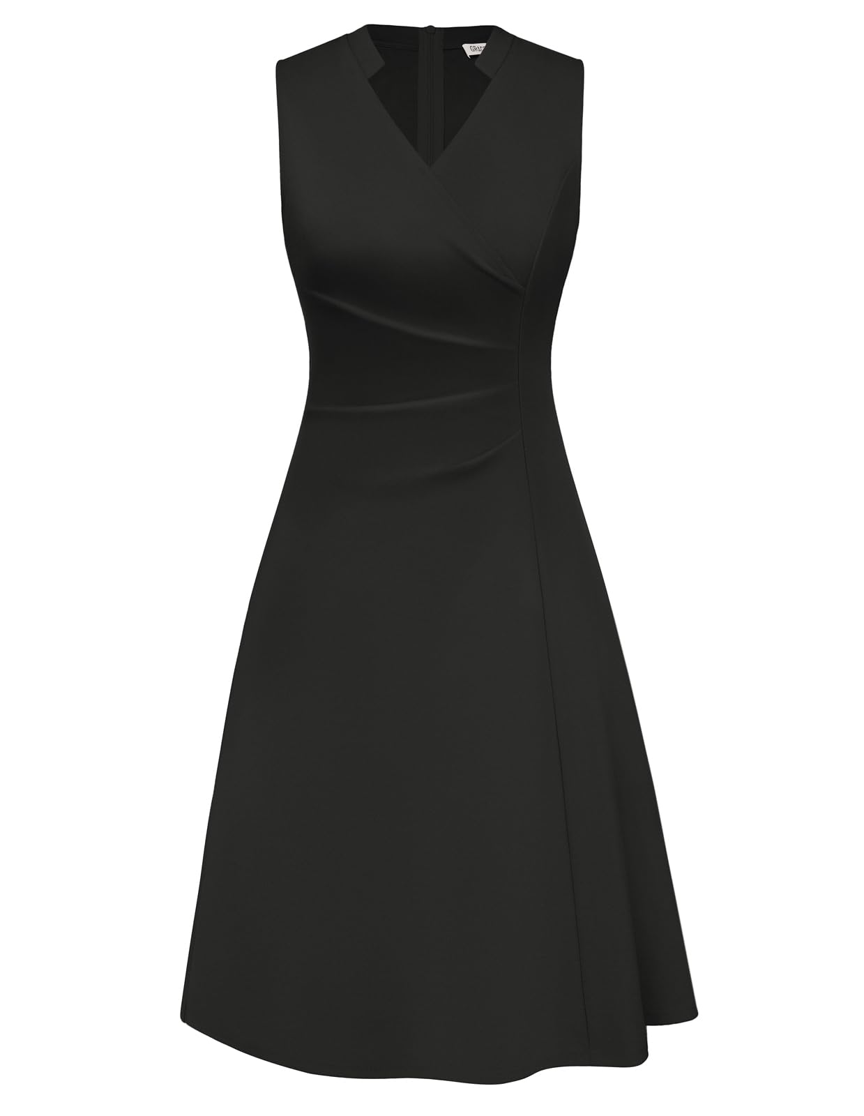 GRACE KARIN Damen Ärmellos Kleid V-Ausschnitt Knielang Kleider Business Bürokleid