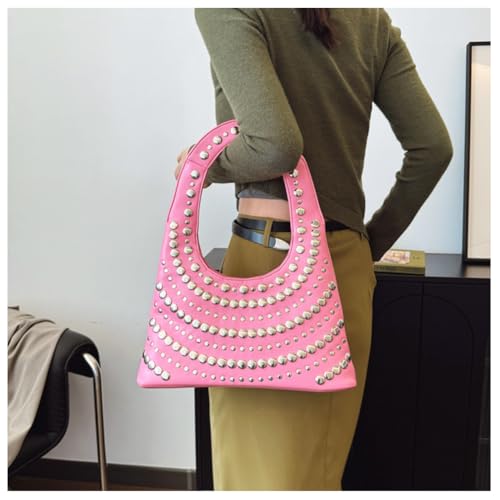Image of CUXVA Studded Purses Y2k Shoulder Bag 90s Punk Women Small Shouder Purse PU Leather Designer Handbags