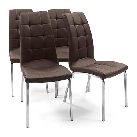 Homely - Pack de 4 sillas de Comedor Alex en Polipiel Chocolate Cover