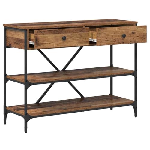 Mesa consola estrecha para ahorro de espacio con cajones de madera 6
