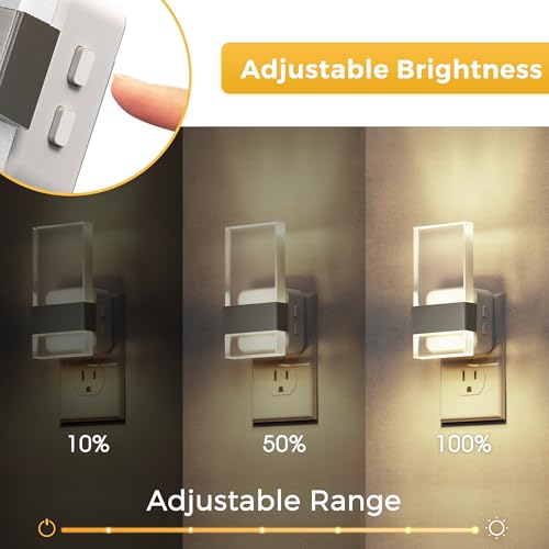 Image of L LOHAS LED Night Light, 2 Pack Adjustable Color Temperature Night Lights Plug Into Wall, 2000K /3000K /5000K 3CCT Nightlight, Dusk to Dawn Sensor Dimmable Nightlights for Bathroom, Hallway, Gift