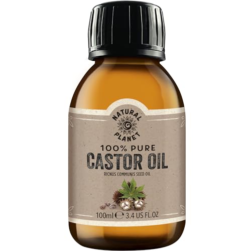 Natural Planet Aceite de ricino, 100 ml, prensado en frío, calidad premium, 100% puro, sin hexano, sin OGM, multiusos, para pestañas, cejas y crecimiento del cabello