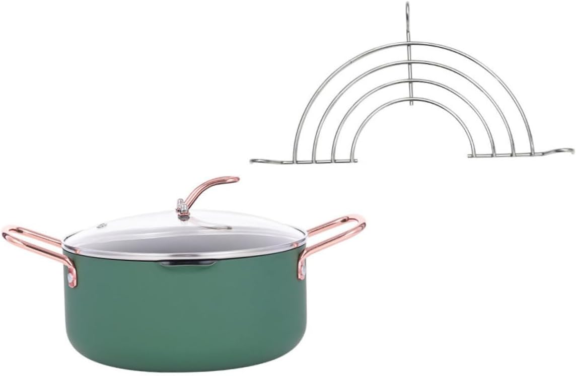 Non-stick Food Cooking Pot and 20cm Multifunctional Stockpot with Frying Rack, Household Kitchen Cookware for Steaming, Boiling, and Frying Random Color