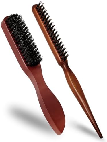 Amazon.com : Slick Back Hair Brush, 2 PCS Wood Handle Edge Brush Set ...