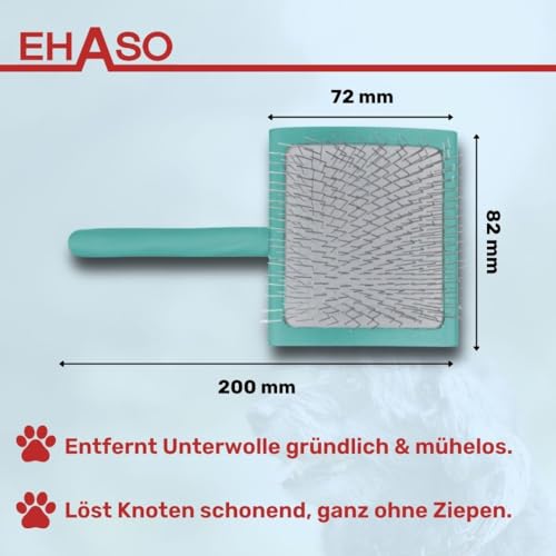 EHASO Hochwertige Hundebürste Multibrush türkis, große Ausführung | Entfernen Sie mühelos und schmerzfrei