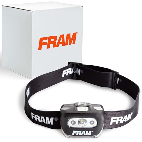 FRAM FAC40008 Headlamp Flashlight with White & Red Light, Comfortable Headband, Survival Gear, Waterproof lamp.