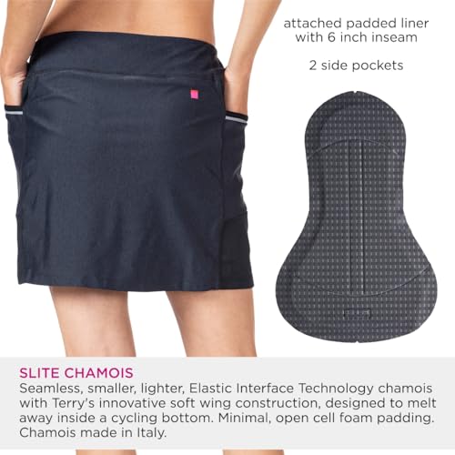 Terry Fixie Skort, saia de ciclismo feminina com forro acolchoado anexado, saia de bicicleta elástic