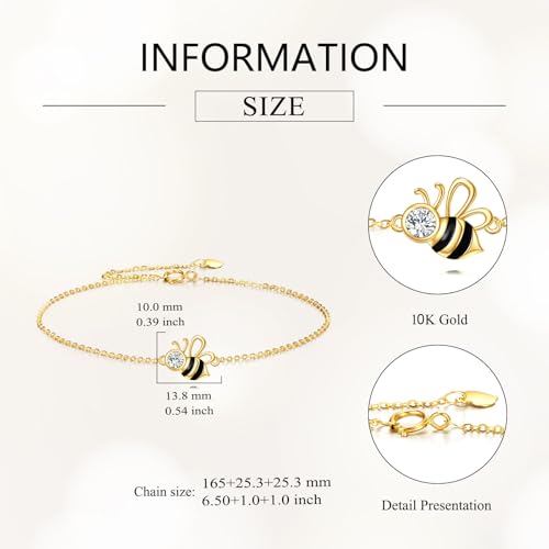 Image of DOVRAN 9K /10K /14K Gold Butterfly /Dragonfly /Hummingbird Bracelet for Women Real Yellow Gold Animal Bracelet Jewelry Birthday Gifts for Mom Wife