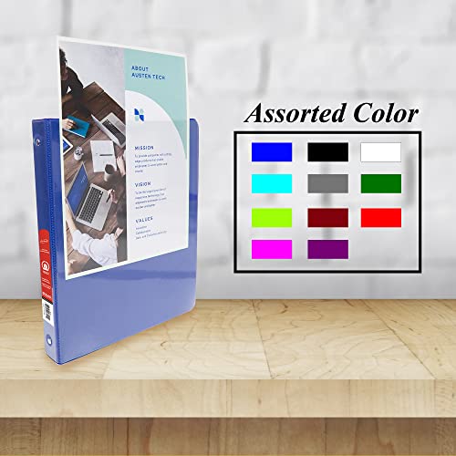 Image of BAZIC Products 1 /2 inch Blue 3-Ring View Binder, Round Ring, 2 Pockets | round rings, 1 /2 in Blue view 3-ring binder, 2 inside pockets, holds up to 100 sheets, Durable poly cover