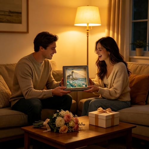 Cuadro del mar con luz LED cálida para decoración de pared en el hogar 7