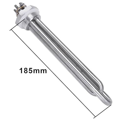 DERNORD 24V 900W Heizelement 1 Zoll DN25 BSP Heizstab Edelstahlflansch with Silikonring Doppel U Typ