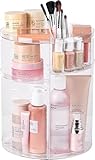 YIEZI 360 Rotating Makeup Organizer,Skincare Perfume Organizer,With Brush Holder Cosmetic Display Case Adjustable Detachable Shelves,Fits Bedroom Dresser or Countertop Multifunctional Cosmetic Holder