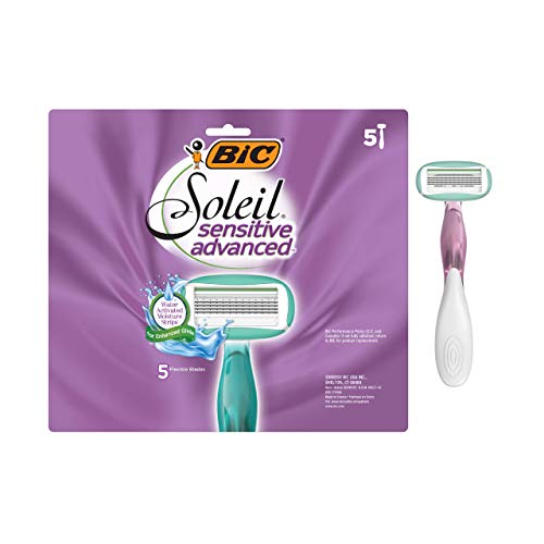 BIC Soleil Sensitive Advanced Women's Disposable Razor, Five Blade, Count of 5, For a Flawlessy Smooth Shave