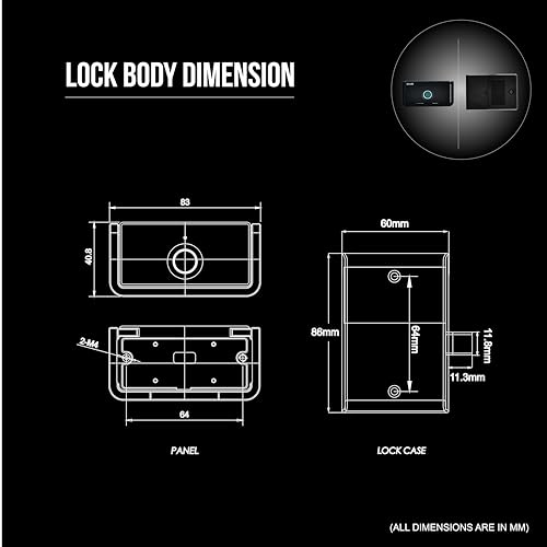 Image of Dorset DG 305 Fingerprint Lock for Drawer & Cabinets | Biometric Lock with 40 Fingerprint Access | Keyless Furniture Drawer Lock | Suitable for Home & Office - Ideal Door Thickness 15-24 mm | Black