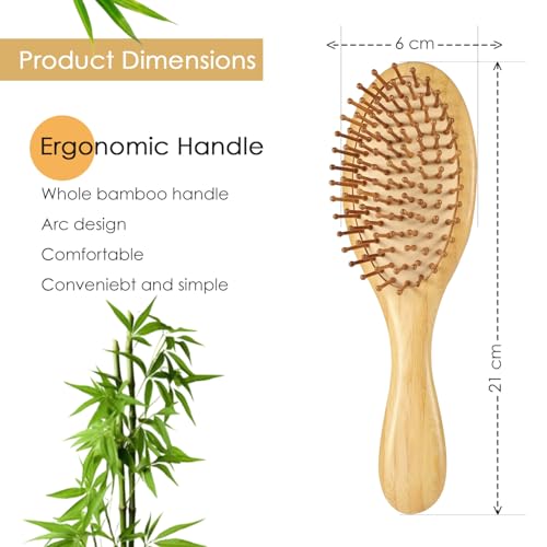 Image of Lyrovo Bamboo Hair Brush for Hair Growth, Natural Bamboo Bristles Detangling Wooden Paddle Hairbrush for Massaging Scalp