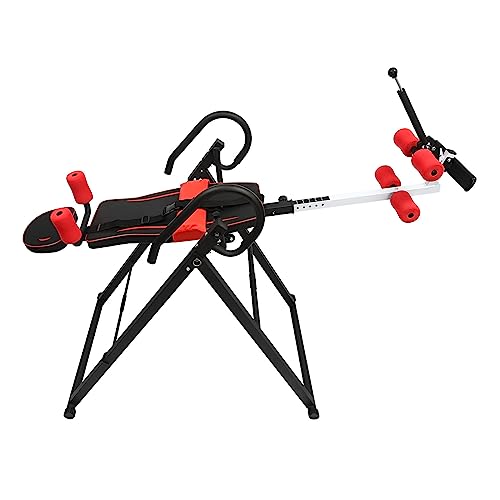 MuChaIOAK Inversion Table Back, Polar Aurora Heavy Duty Gravity Inversion Table, Heavy Duty Inversion Table with Adjustable Protective Belt Comfortable Ankle Holders (Black&Red)
