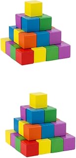 TEHAUX 100 Peças Bloco De Madeira Inacabado Cubos Em Branco Cubos Artesanais Blocos Quadrados Mini Blocos Suprimentos Para Artesanato Em Madeira DIY Cubo Colorido Bloco Quadrado De