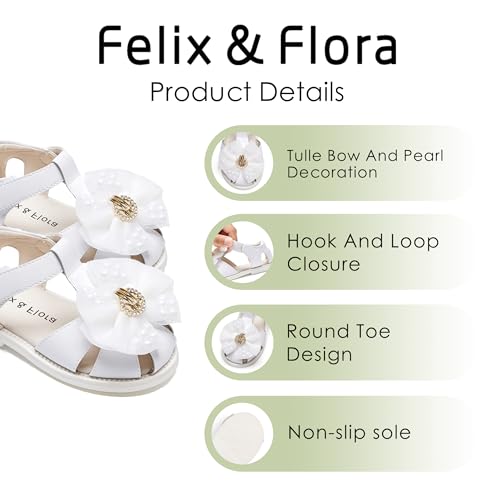 Image of Felix & Flora Toddler Girls Sandals Soft Rubber Princess Flat Shoes Flower Girl Shoes