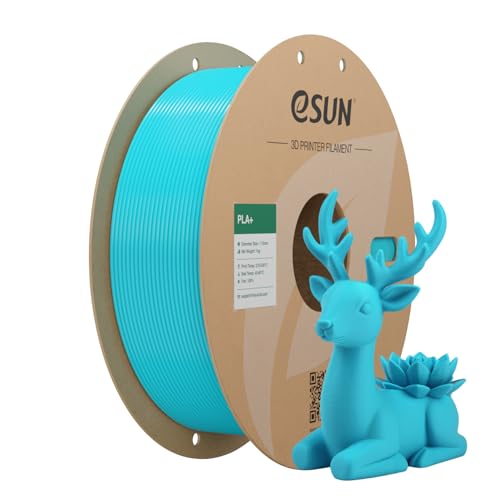 Image of eSUN PLA+ Filament 1.75mm 1KG, 3D Printer Filament Dimensional Accuracy + /- 0.03mm, 1kg Cardboard Spool(2.2lbs) 3D Printing Filament, Fits for Most FDM 3D Printers, Light Blue