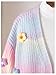 BEAUDRM Girl's 3D Floral Cardigan Cute Rainbow Knit Cardigan Sweaters Open Front Ombre Long Sleeve Sweaters Outwear Pink and Blue 11Y